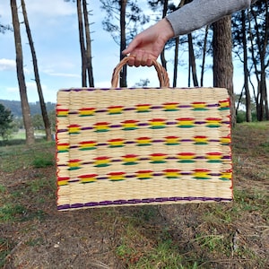 Natural Bag / Colorful Bag / Basket Bag / Straw Reed Bag / Grocery Bag / Bohemian Bag/ Market Bag / Straw Beach Bag / Vintage Bag/ Women Bag