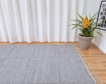 Alfombra grande gris claro / Alfombras recicladas / Alfombra de algodón / Alfombra hecha a mano / Alfombra para sala de estar / Alfombras de área / Alfombra para dormitorio / Alfombra bohemia / Alfombra decorativa