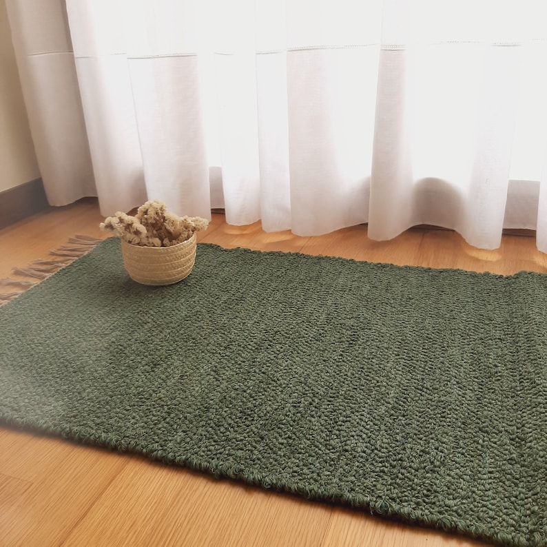 Mini Pine Green Rug / Cotton Rug / Rag Rug / Soft Rug / Bath Rug / Bath ...