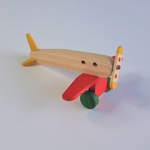 Aeroplano in miniatura in legno / Biplano / Giocattoli in legno / Giocattoli per bambini