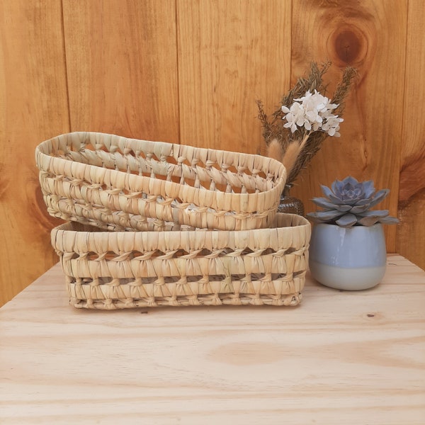 Rectangle Palm Basket / Straw Basket / Nursery Basket / Storage Basket/ Boho Basket / Decorative Basket / Utensil Holder / Living Room Decor