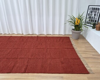 Extra Large Terracotta Rug 200x300cm/ Soft Rug / Cotton Area Rug / Living Room Rug / Area Rug / Vintage Rug / Bedroom Rug / Dinning Room Rug