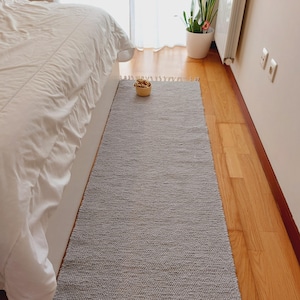Long Light Grey Runner Rug 300cm/ Bathroom Runner / Runner Rug / Cotton Rug / Kitchen Rug / Washable Rug / Hallway Rug / Room Rug / Bath Rug