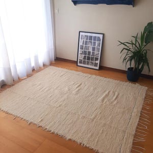 Large Cream Rug With Black Line L 150x200cm/ Boho Rug / Accent Rug / Living Room Rug / Area Rug / Washable Rug / Room Rug / Bedroom Area Rug