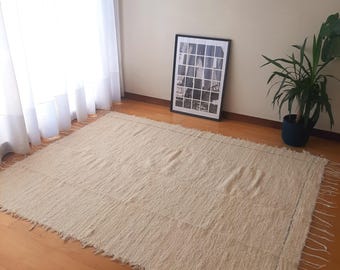 Large Cream Rug With Black Line L 150x200cm/ Boho Rug / Accent Rug / Living Room Rug / Area Rug / Washable Rug / Room Rug / Bedroom Area Rug