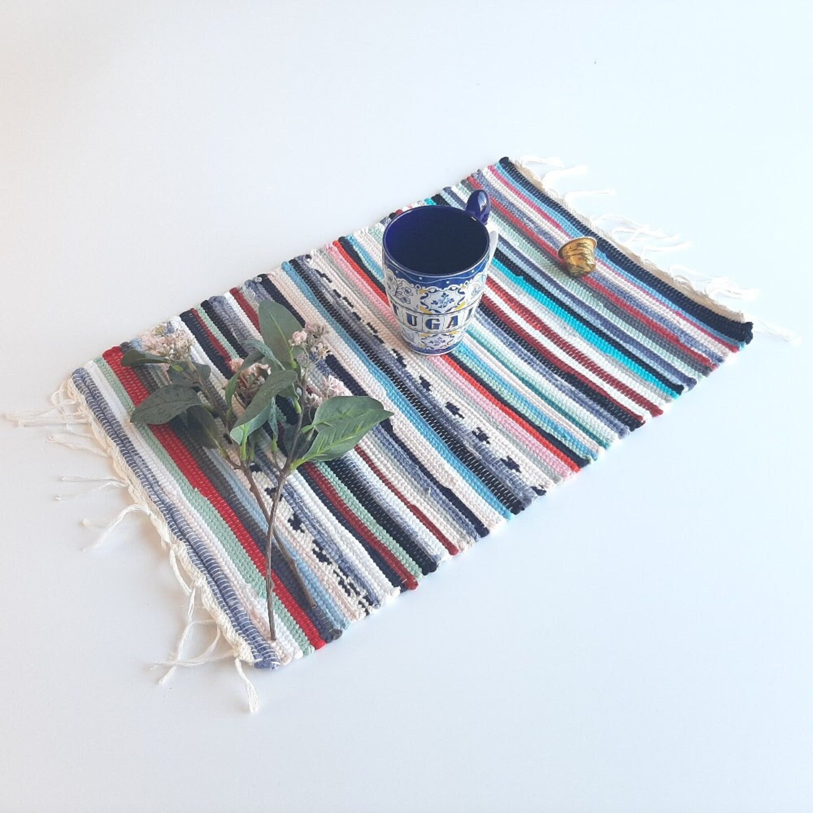 Cotton Placemats / Handwoven Placemat / Colorful Rug / Rustic Etsy