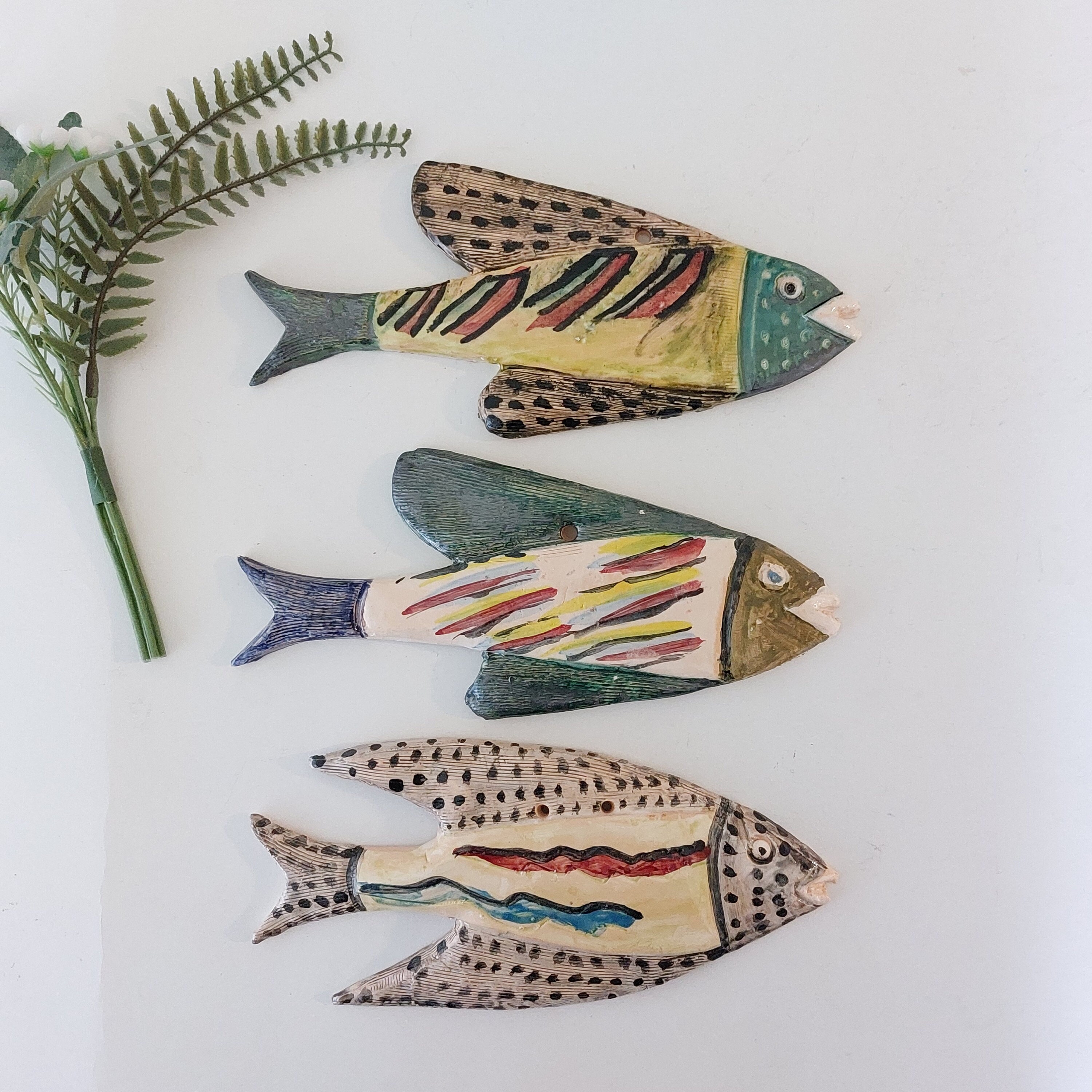 陶器の熱帯魚 / 大きな陶器の魚 / 壁掛けの魚 / ヴィンテージ装飾
