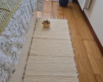 Alfombra de pasillo color crema de 200 cm / Materiales reciclados / Alfombra de pasillo para dormitorio / Alfombra de suelo / Alfombra de pasillo / Alfombra suave / Alfombra de dormitorio / Alfombra de baño / Alfombra de entrada