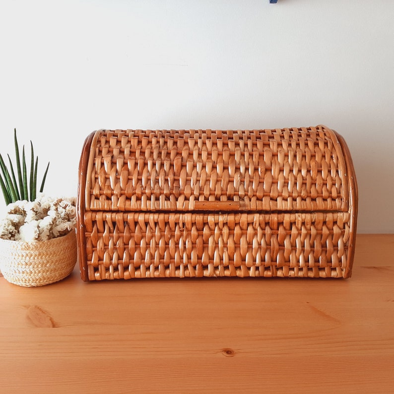 Wicker Bread Box / Storage Box / Farmhouse Basket / Kitchen Decor / Handmade Basket / Vintage Basket / Basket Gift / Rustic Home Decor image 10