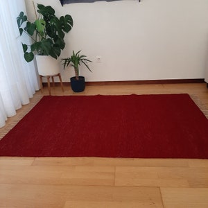 Large Red Wine Rug / Area Rug / Scandinavian Rug / Soft Rug / Room Rug / Living Room Rug / Hallway Rug / Bedroom Rug / Rustic Home Decor