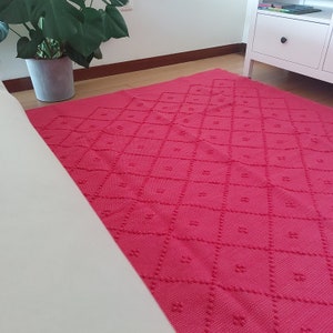 Large Pink Rug 200x150 / Nursery Rug / Cotton Rug / Living Room Rug / Area Rug / Washable Rug / Geometric Rug / Bedroom Rug / Handmade Rug