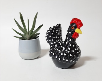 Black Hen / Farmhouse Chicken / Ceramic Chicken / Rooster Art / Rustic Rooster / Farmhouse Rooster / Vintage Ceramic / Chicken Gifts