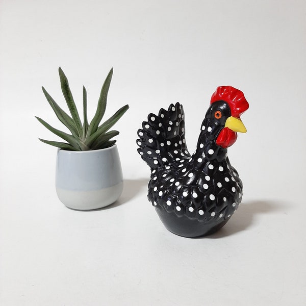 Poule noire/poulet de ferme/poulet en céramique/art de coq/coq rustique/coq de ferme/céramique vintage/cadeaux de poulet