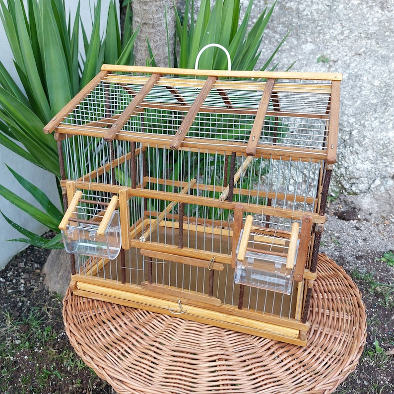 Bird Cage Natural Wood / Handmade Bird Cage / Rustic Cage / Canary Cage ...