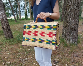 Reed Sommer-Tasche / Strohtasche / Stroh-Korb / Sommer-Tasche / Süße Tasche / Strohhandtasche / Stroh Strandtasche / Boho Korb / Vintage Korb Tasche
