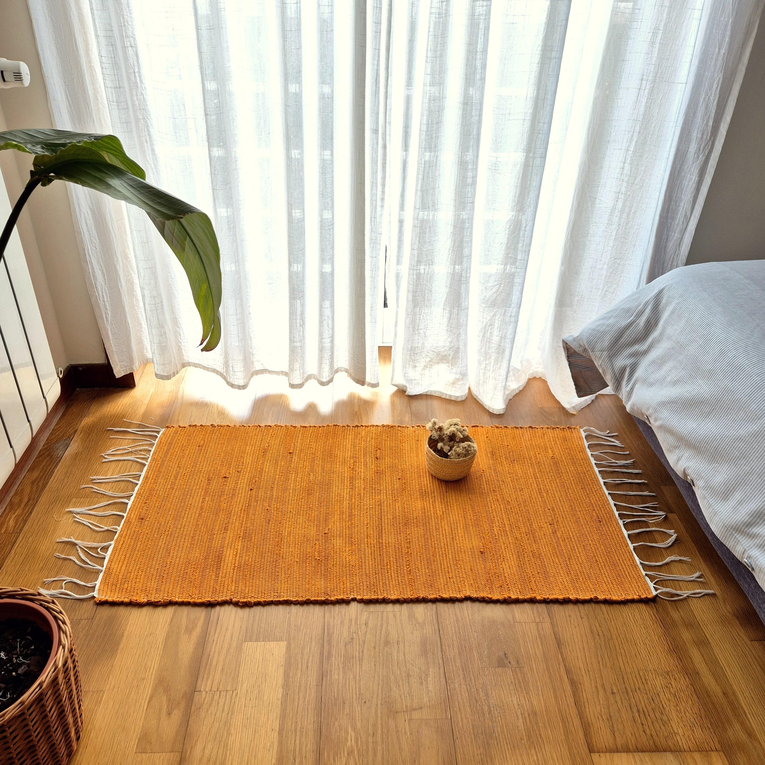 Small Caramel Yellow Rug/ Handmade Rug / Cotton Rug / Laundry Rug ...