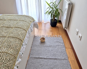 Alfombra gris claro medio / Alfombra de baño / Alfombra de algodón reciclado / Alfombra tejida a mano / Alfombra para habitación infantil / Alfombra rústica / Decoración rústica para el hogar