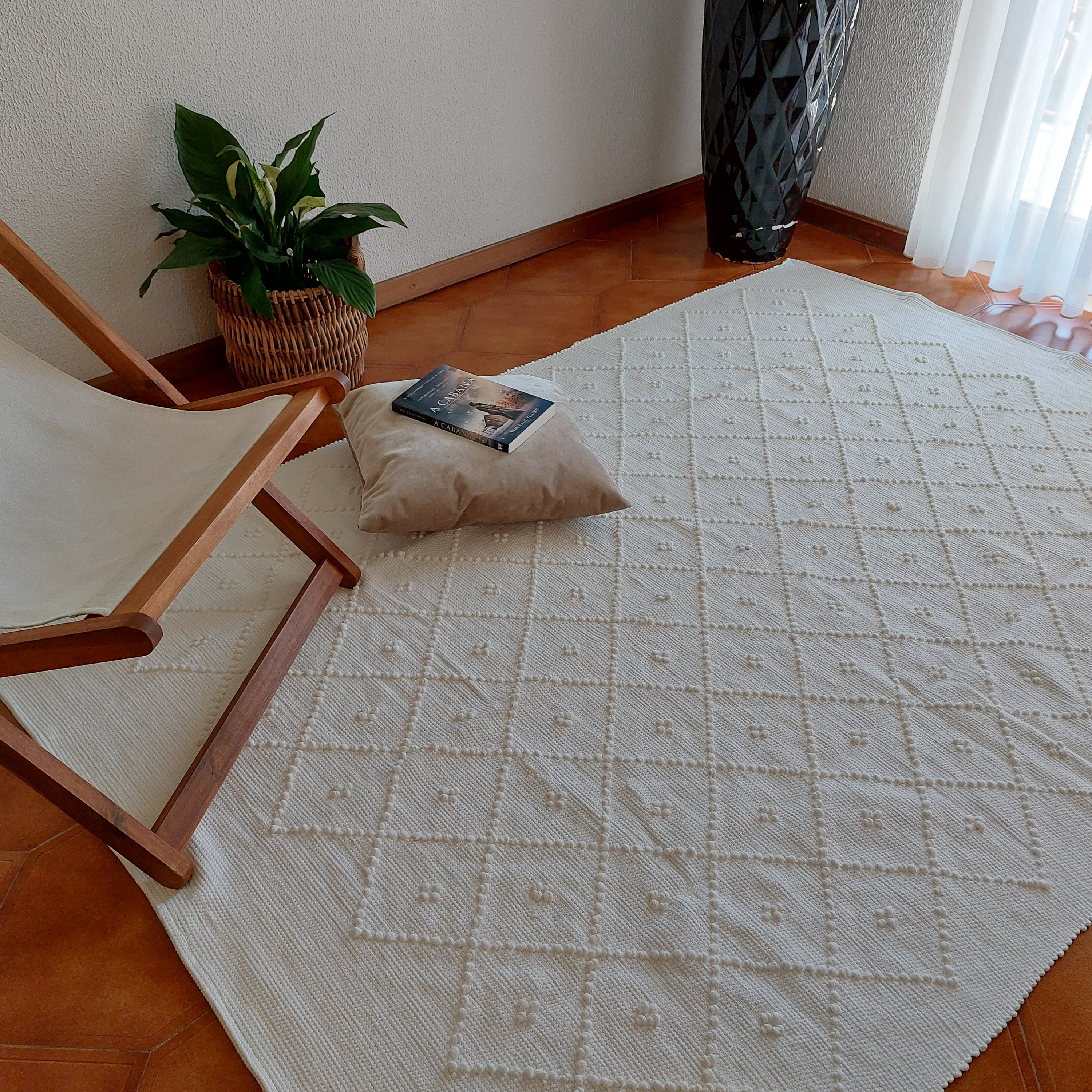Large White Rug 150x200cm/ Nursery Rug / Cotton Rug / Living Room Rug ...