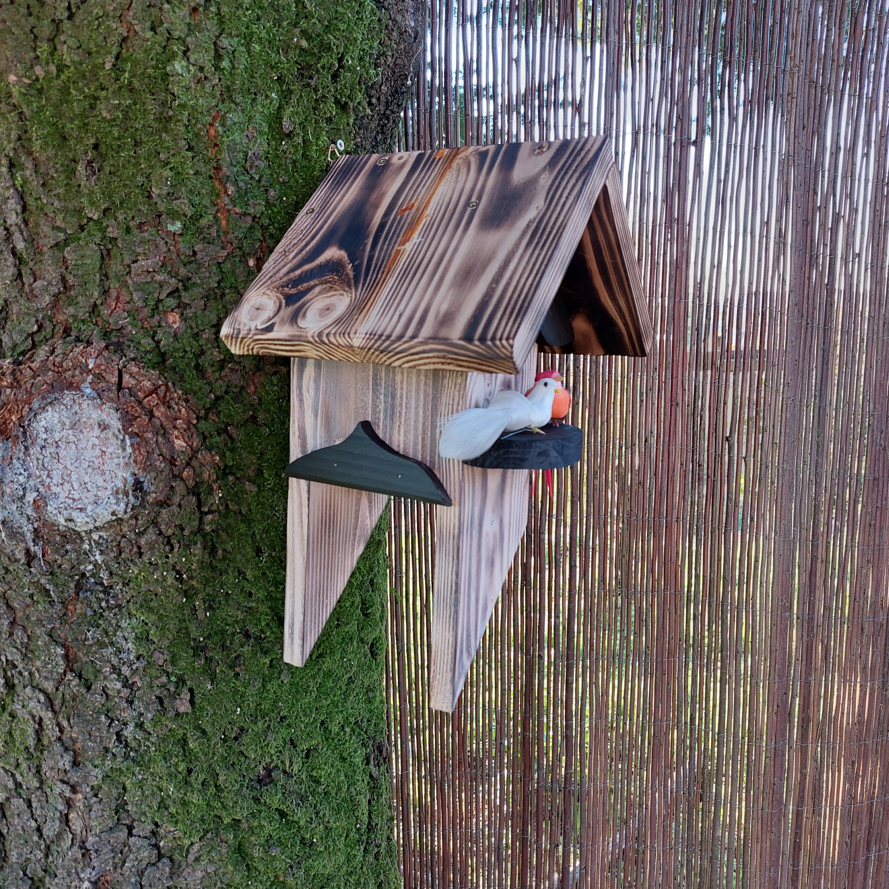 Casetta Per Uccelli In Legno - Nido Da Esterno Con Palo, Foro 6cm, Apribile Per Pulizia - Foto 6