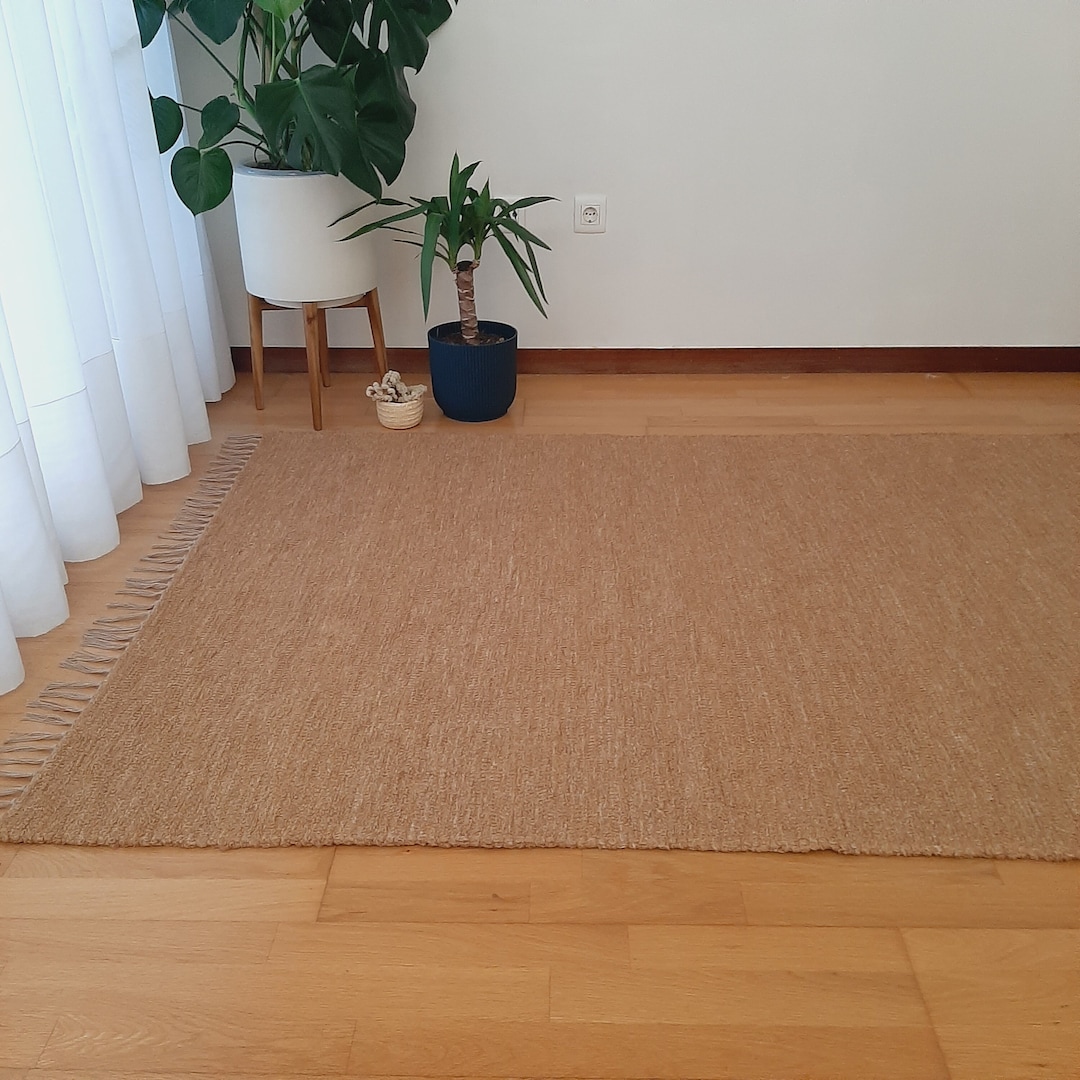 Large Camel Rug / Area Rug / Scandinavian Rug / Soft Rug / Cotton Area ...