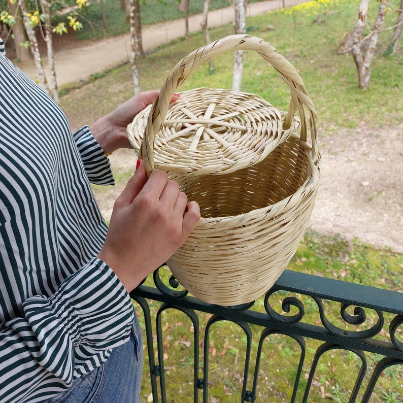 Originale Jane Birkin Basket / Cestino di canna / Cestino Birkin / Borsa da basket vintage / Cestino con coperchio / Borsa estiva / Borsa da basket / Borsa Boho immagine 9