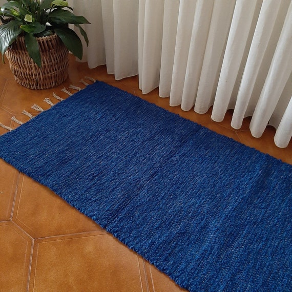 Small Royal Blue Rug 110x60cm / Rugs for Bedroom / Bathroom Rug / Farmhouse  Decor / Rag Rug / Cotton Rug / Room Rug / Soft Rug / Floor Mat -  Sweden