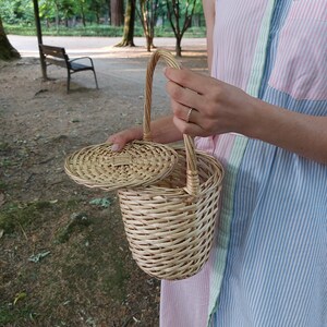Small Wicker Handbag / Vintage Basket / Jane Birkin Basket / Wicker Bag / Summer Bag / Basket Purse / Vintage Purse / Handmade Baskets image 7