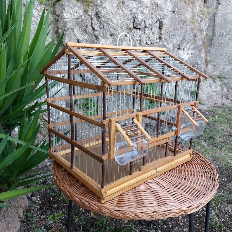 Bird Cage Natural Wood / Handmade Bird Cage / Rustic Cage / Canary Cage ...