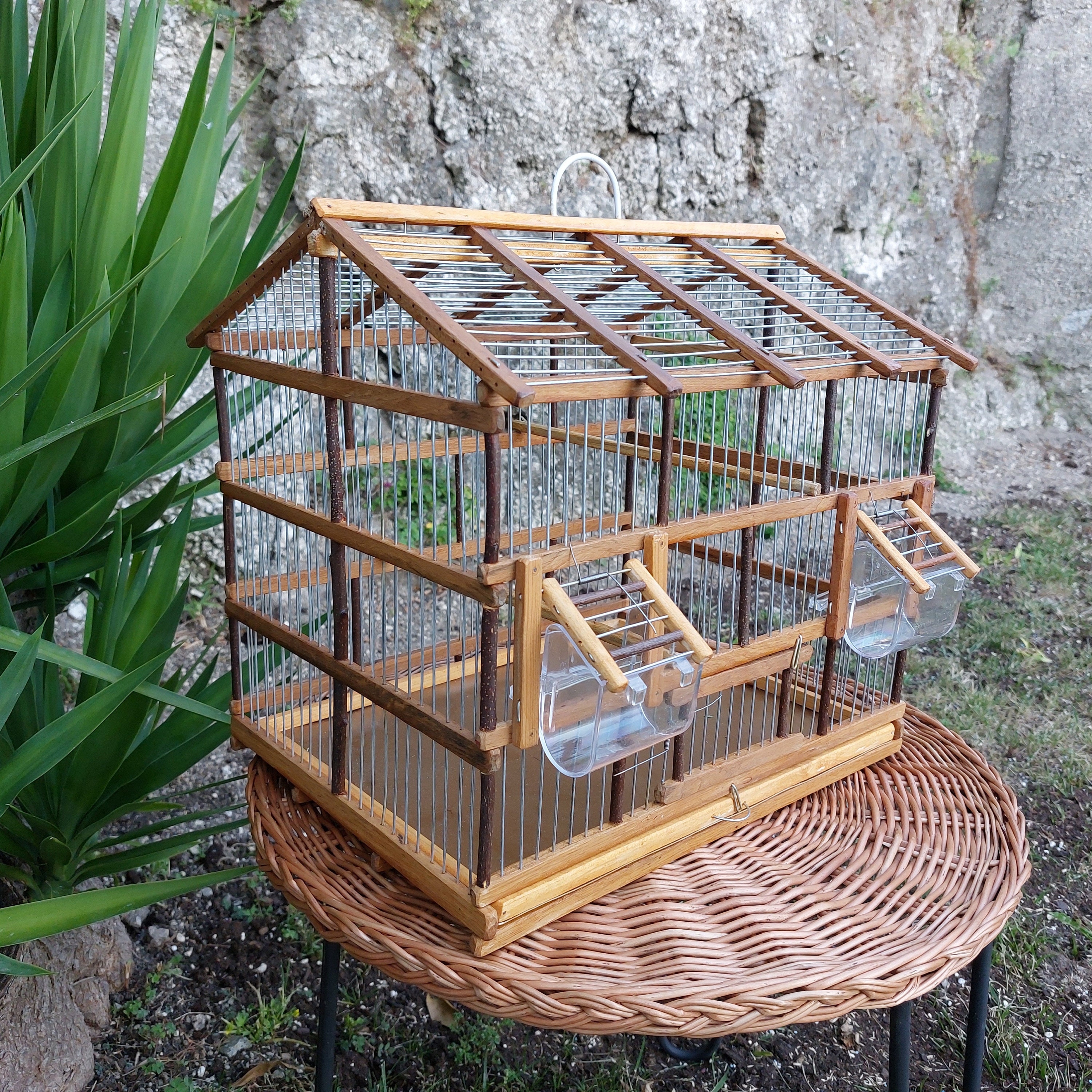Bird Cage Natural Wood / Handmade Bird Cage / Rustic Cage / Canary Cage ...