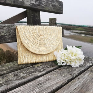 Pochette de paille / pochette de mariage / sac de paille / sac à main en paille / portefeuille vintage / pochette / portefeuille pour femme / pochette bohème