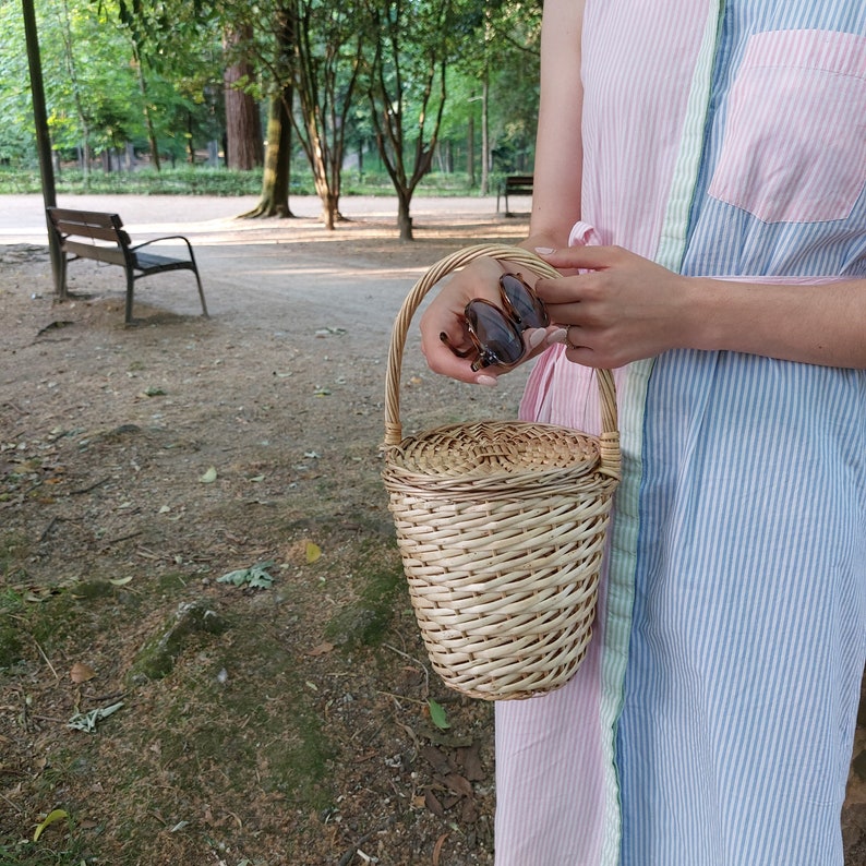Small Wicker Handbag / Vintage Basket / Jane Birkin Basket / Wicker Bag / Summer Bag / Basket Purse / Vintage Purse / Handmade Baskets image 9