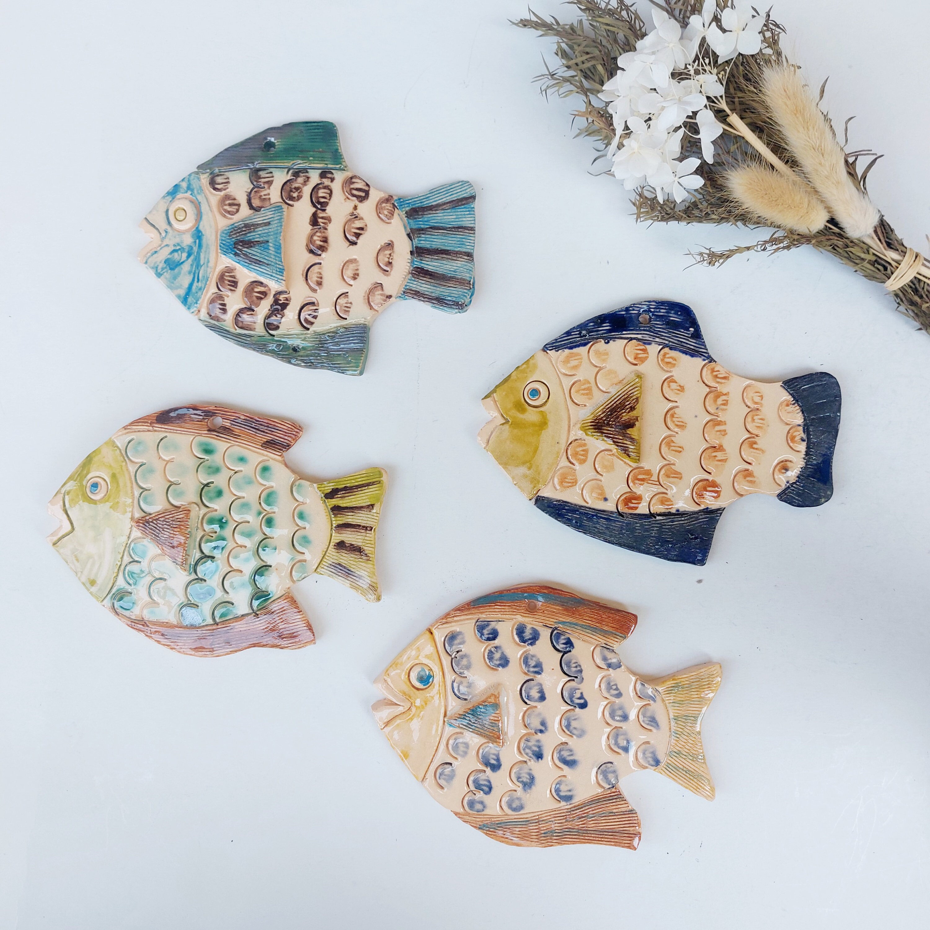 フランスビンテージ壁掛け　セラミックフィッシュ　陶器　魚 1960's bathroom ceramic fish