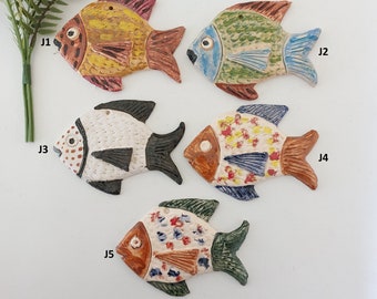 カラフルな陶器の魚 / 陶器の魚 / 釉薬をかけた魚 / 陶芸品 / キッチン