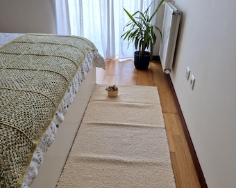 Dywan kremowy średni 70 x 140 cm / Dywan do pokoju dziecięcego / Dywan bawełniany / Dywan do pokoju dziecięcego / Dywan z frędzlami / Dywan boho / Dywan dziecięcy / Dywan do przedpokoju / Dywan do sypialni / Dywan nocny