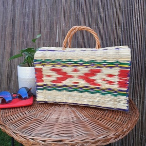 Natural Bag / Colorful Bag / Basket Bag / Straw Reed Bag / Grocery Bag / Bohemian Bag/ Market Bag / Straw Beach Bag / Vintage Bag/ Women Bag