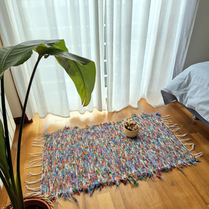 Small Colorful Rug 50x100cm / Cotton Rug / Unique Rug / Bathroom Rug ...