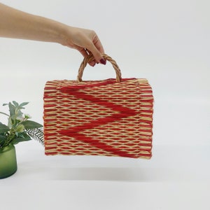 Cesto di canna rossa naturale / Borsa cestino / Cestini fatti a mano / Borsa del mercato / Cesto di paglia / Borsa di canna / Borsa vintage / Borsa Boho / Borsa Boho