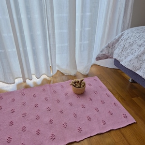 Small Pink Rug 50x90cm / Knotted Rug / Handwoven Rug / Cotton Rug / Bath Mat / Bedside Rug / Small Rug / Vintage Rug / Nursery Decor