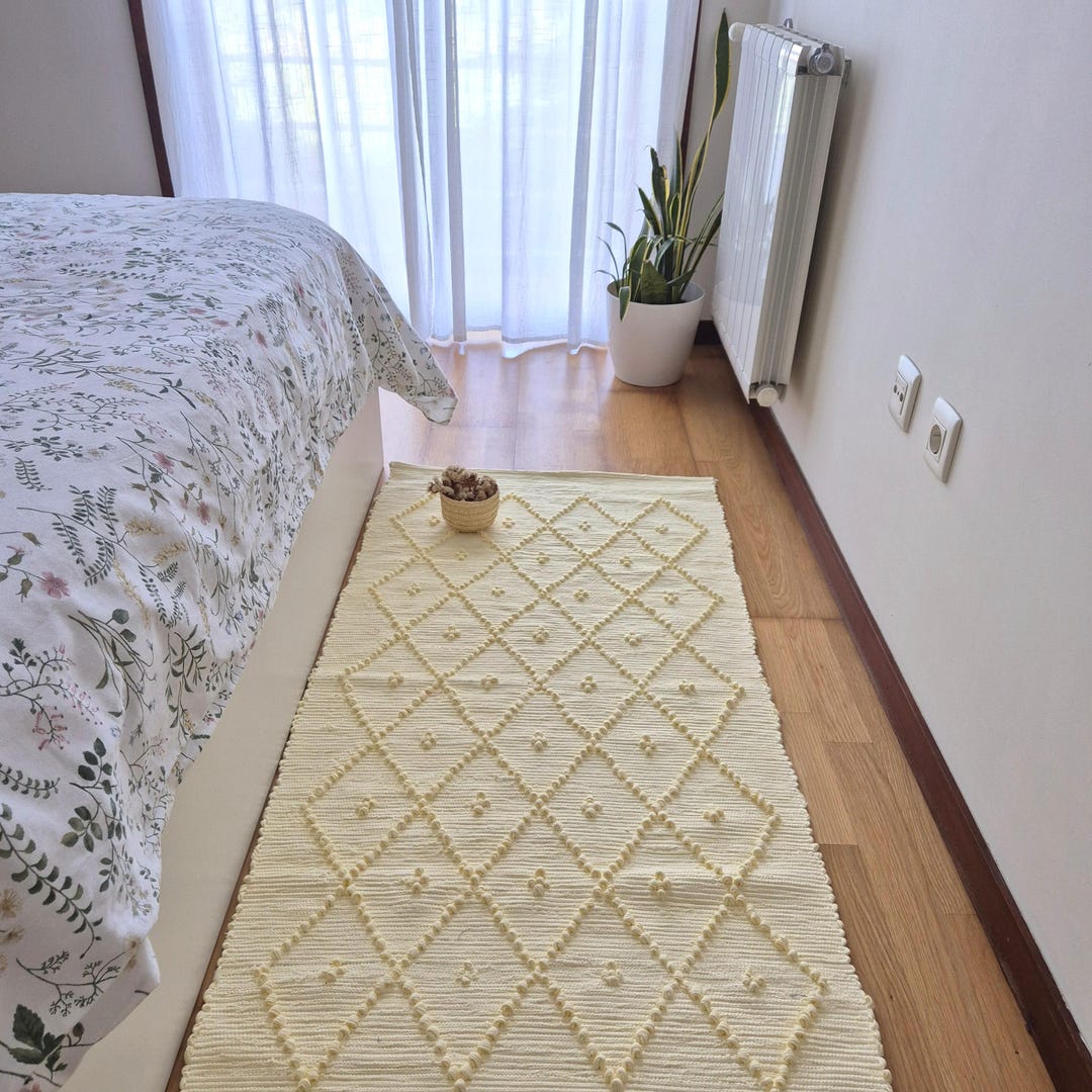 Medium Soft Pastel Yellow Rug 70x140cm / Rug for Bedroom / Bathroom Rug ...