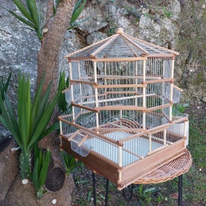 Natural Vintage Bird Cage / Handmade Bird Cage / Rustic Cage / Canary ...