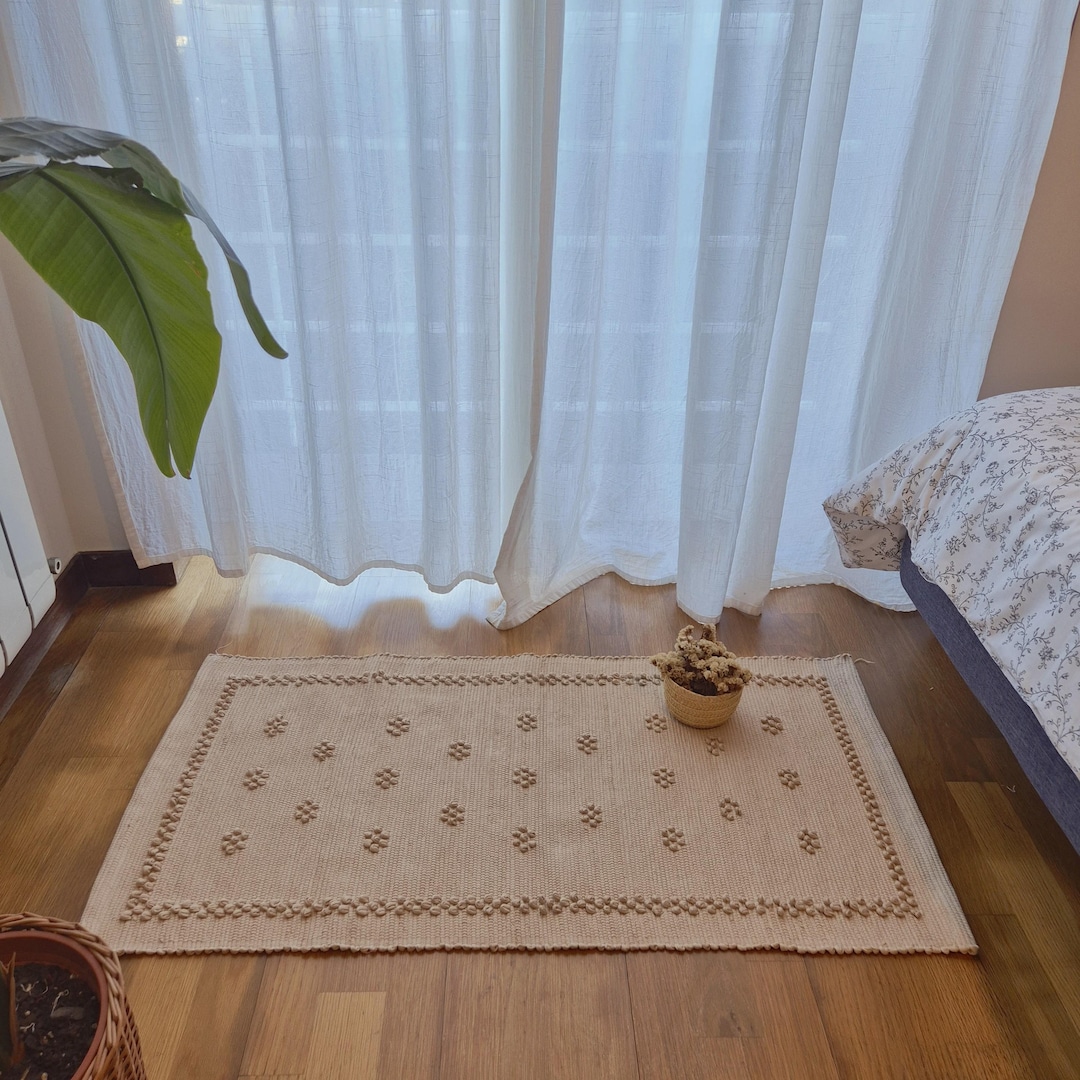 Small Tan Rug / Bath Mat / Bedside Rug / Recycled Cotton Rug / Laundry ...