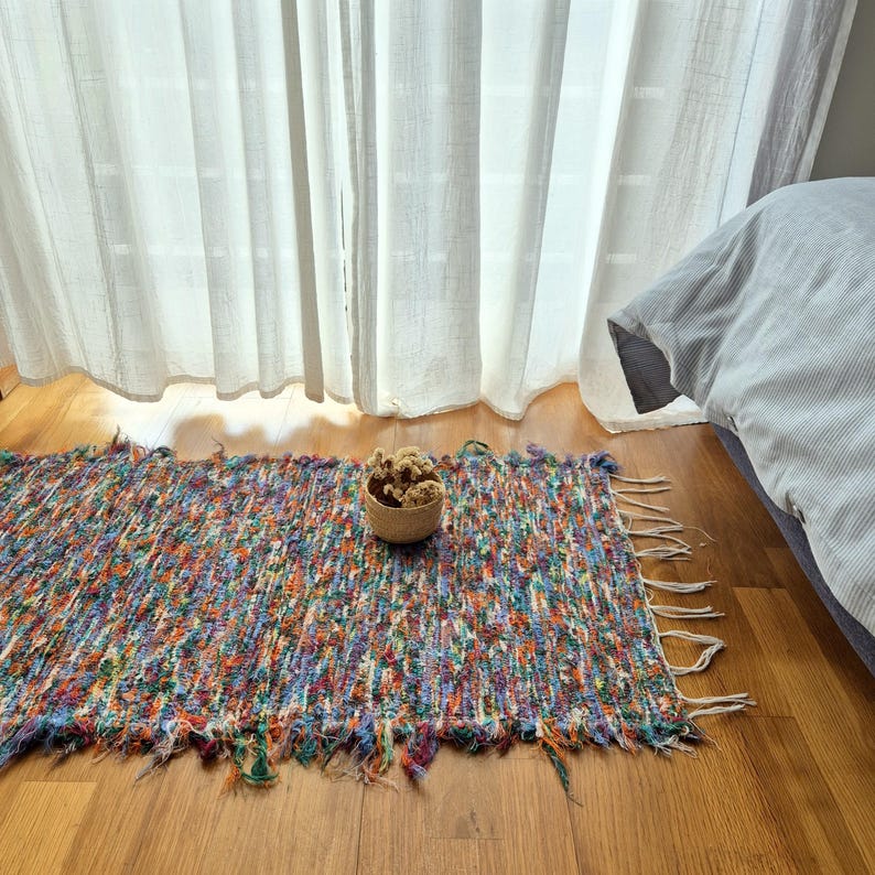 Small Colorful Rug 50x100cm / Cotton Rug / Unique Rug / Bathroom Rug ...