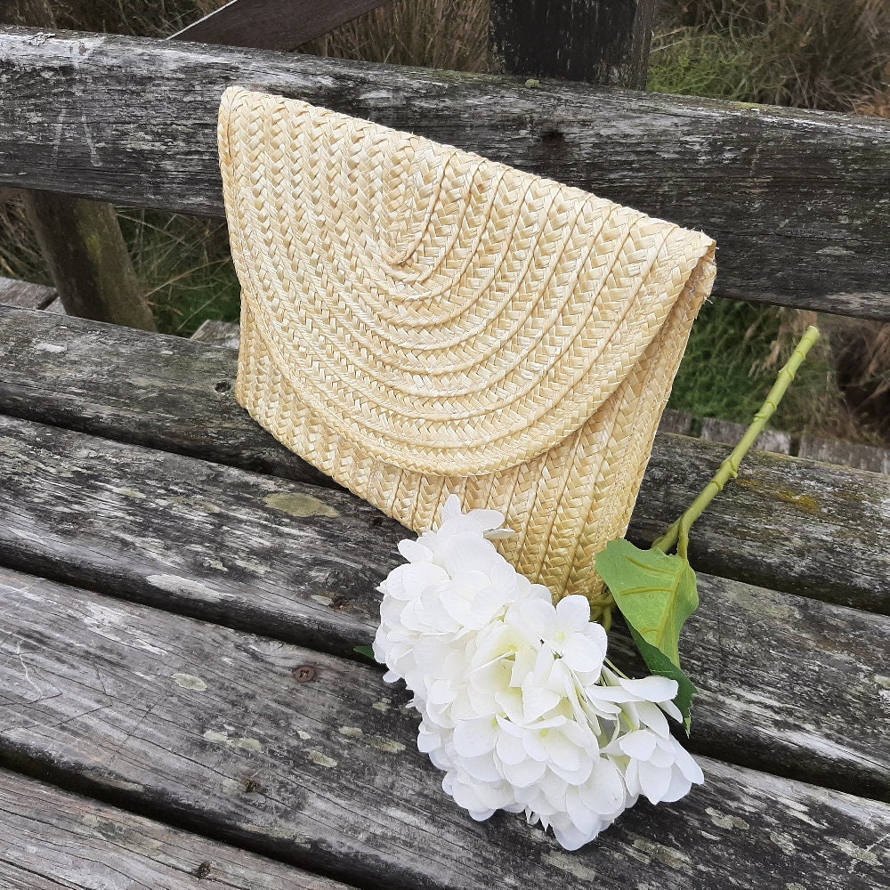 Straw Clutch Wedding Clutch Straw Bag Straw Purse Vintage