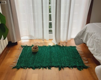 Petit tapis vert foncé / Tapis doux / Tapis fait main / Tapis en coton / Tapis de chevet / Tapis de salle de bain / Tapis de cuisine / Tapis moderne / Tapis de sol / Tapis de bain