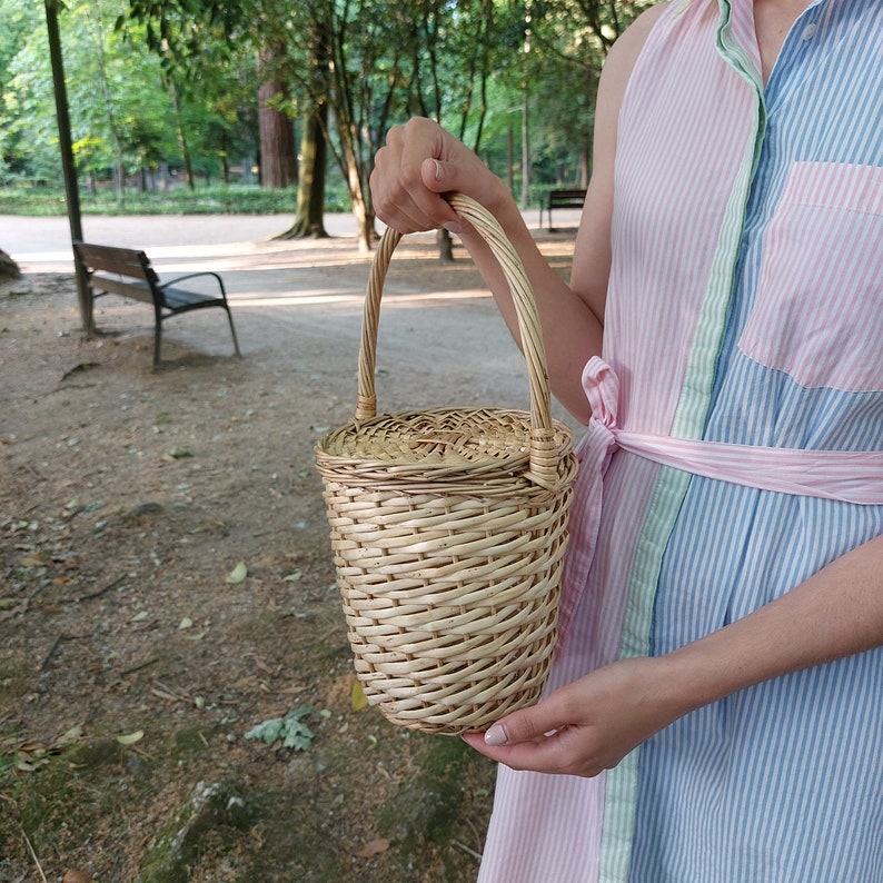 Small Wicker Handbag / Vintage Basket / Jane Birkin Basket / Wicker Bag / Summer Bag / Basket Purse / Vintage Purse / Handmade Baskets image 4