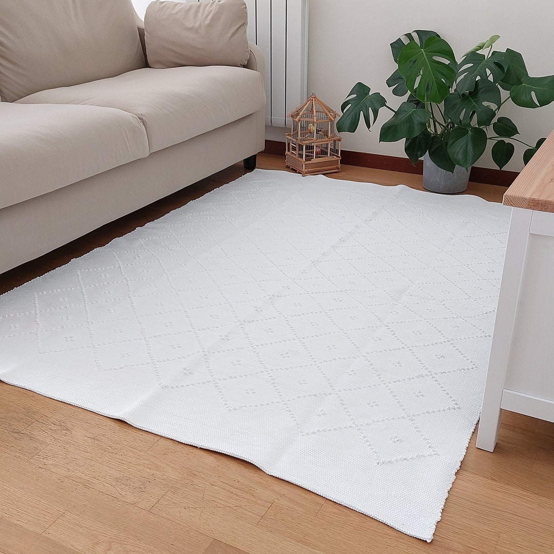 Large Pure White Rug / Nursery Rug / Cotton Rug / Living Room Etsy