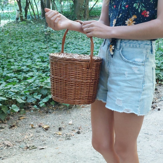 Vintage Basket Bag / Wicker Handbag / Jane Birkin Basket Vintage Basket Bag / Wicker Handbag / Jane Birkin Basket
