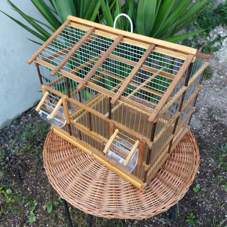 Bird Cage Natural Wood / Handmade Bird Cage / Rustic Cage / Canary Cage ...