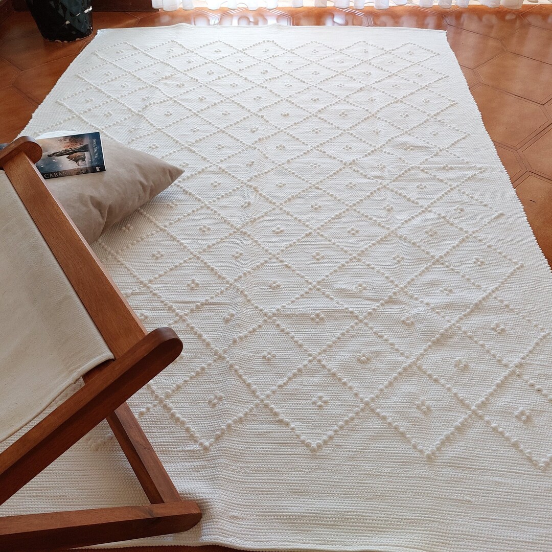 Large White Rug 200x150 / Nursery Rug / Cotton Rug / Living Room Rug