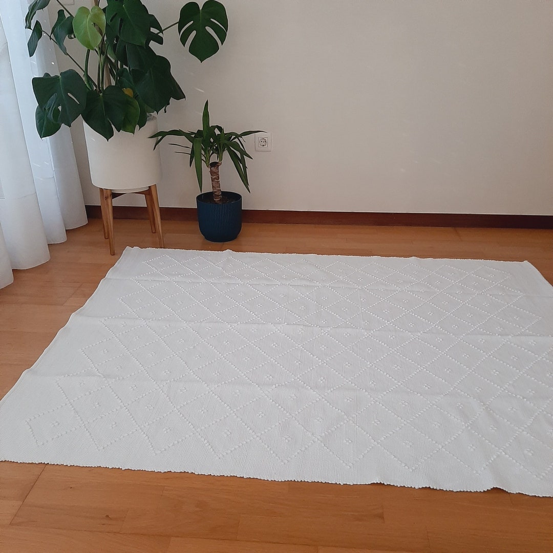 Large Pure White Rug / Nursery Rug /cotton Rug / Living Room Rug / Area